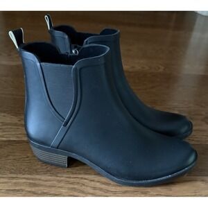 Lucky Brand Women's Basel H2O Rain Ankle Rubber Boots Black Size 8 EXCELLENT!
